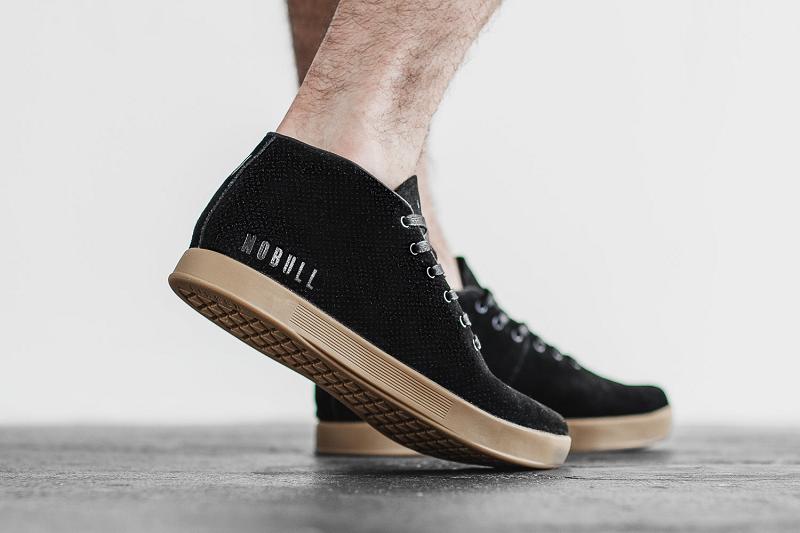 Black Nobull Dark Gum Suede Mid Men's Trainers | CA X1355Y